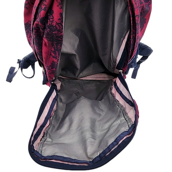 Vintage Jansport Superbreak Backpack Maroon With Navy Floral Graphics Fall 2015 - Picture 13 of 16